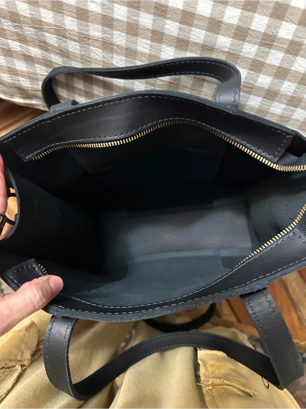 Portland Leather Black Lola North West Tote with Crossbody Strap